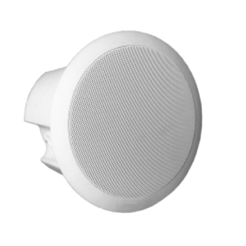 How do conference ceiling speakers balance clarity and coverage?